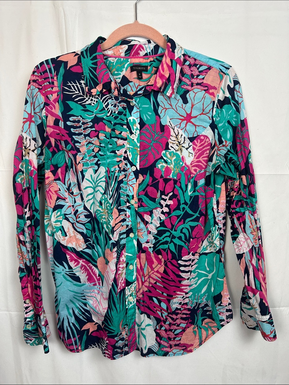 Talbots - Island-Print Long Sleeve Shirt - Multi-color